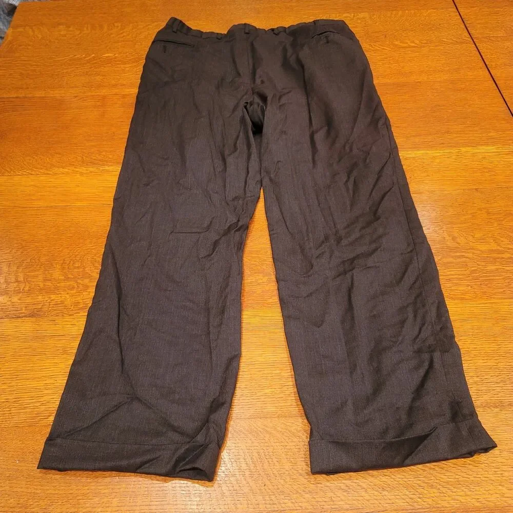 Brooks Brothers 1818 Madison 100% Wool Dress Pants Black Pleated Cuffed 43x37